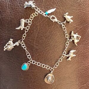 Bracelet charm Western Sterling Silver Natural Turquoise